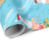 Cartoon Santa Claus water skiing Geschenkpapier (Rolleneckpunkt)