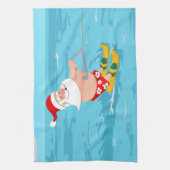 Cartoon Santa Claus water skiing Geschirrtuch (Vertikal)
