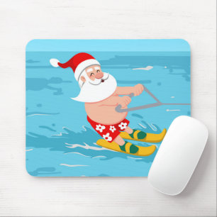 Cartoon Santa Claus water skiing Mousepad