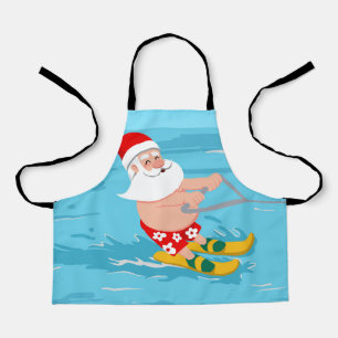 Cartoon Santa Claus water skiing Schürze