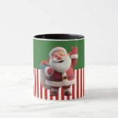 Cartoon Santa Claus Waving Cheerfully Tasse (Zentrum)