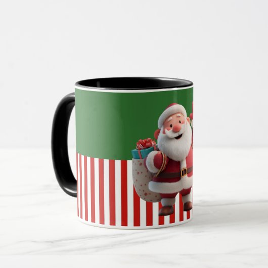 Cartoon Santa Claus Waving Cheerfully Tasse (Vorderseite Links)