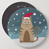 Cartoon Santa Katzenschneewittchen Button (Vorne & Hinten)