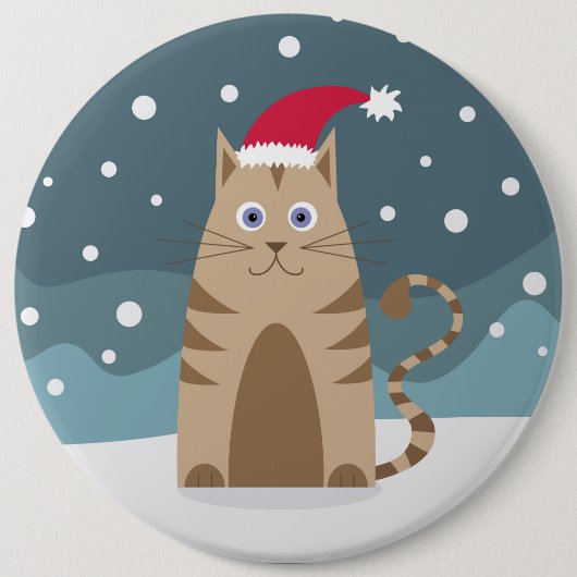 Cartoon Santa Katzenschneewittchen Button (Vorderseite)