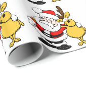 Cartoon Santa mit Hirschschenpapier Geschenkpapier (Rolleneckpunkt)