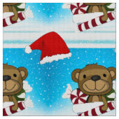 Cartoon Santa Monkey mit Santa Red Hat Stoff (Nahaufnahme)