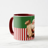 Cartoon Santa Reading Nice List Tasse (Vorderseite Links)