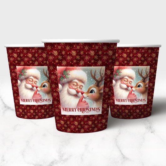 Cartoon Santa Rudolph Funny Christmas Paper Cups Pappbecher