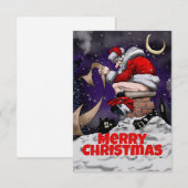 Cartoon Santa sitzt auf dem Kamin Dankeskarte (Vorne/Hinten)
