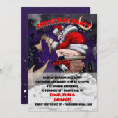 Cartoon Santa sitzt auf dem Kamin Einladung (Vorne/Hinten)