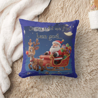Cartoon Santa Sleigh Winter Throw Pillow Kissen