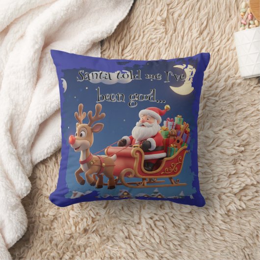 Cartoon Santa Sleigh Winter Throw Pillow Kissen (Decke)