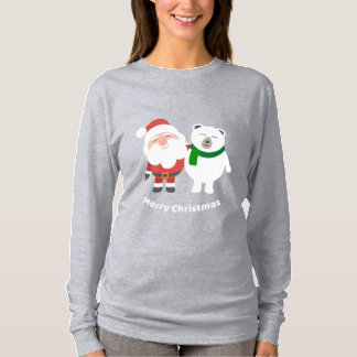 Cartoon Santa und Polar Bären, Frohe Weihnachten T-Shirt