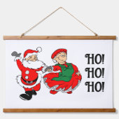 Cartoon Santas Three Panel Wandteppich Mit Holzrahmen (Vorderseite)