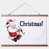 Cartoon Santas Three Panel Wandteppich Mit Holzrahmen (Vorderseite 3)