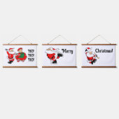 Cartoon Santas Three Panel Wandteppich Mit Holzrahmen (Dreifach)