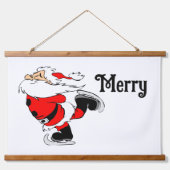 Cartoon Santas Three Panel Wandteppich Mit Holzrahmen (Vorderseite 2)