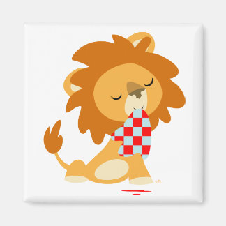 Cartoon Satiated Lion Kühlschrankmagnet