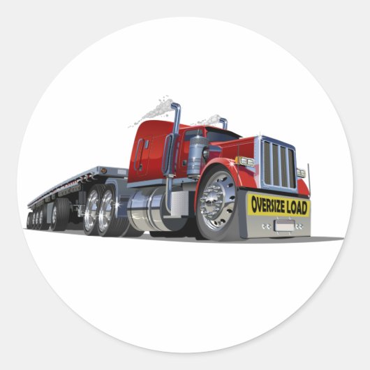 Cartoon-Sattelschlepper Runder Aufkleber (Vorderseite)