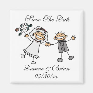 Cartoon Save the Date Individuelle Namen Bride Gro Magnet