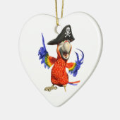 Cartoon Scarlet Macaw Pirate Parrot Keramik Ornament (Links)