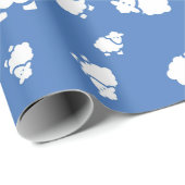Cartoon Schafe auf blauem Hintergrund Geschenkpapier (Rolleneckpunkt)