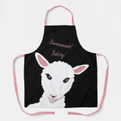 Cartoon Schafe Gesicht Schwarz Rosa Tierwort Schürze (Vorderseite)