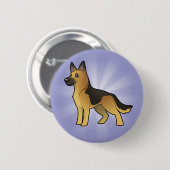 Cartoon-Schäferhund Button (Vorne & Hinten)