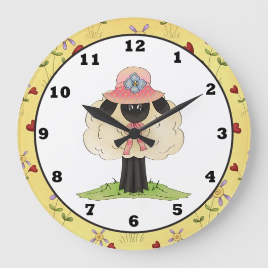Cartoon-Schafuhr Große Wanduhr (Vorderseite)