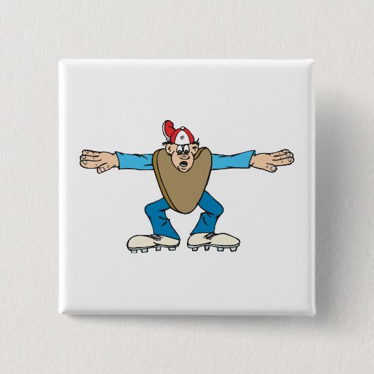 Cartoon-Schiedsrichter ruft SAFE Button (Vorderseite)
