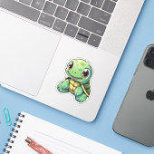 Cartoon-Schildkröte Aufkleber (Laptop mit iPhone)