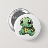 Cartoon-Schildkröte Button (Vorne & Hinten)