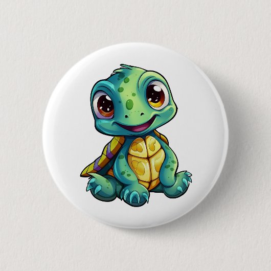 Cartoon-Schildkröte Button (Vorderseite)