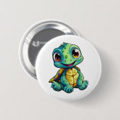 Cartoon-Schildkröte Button (Vorne & Hinten)