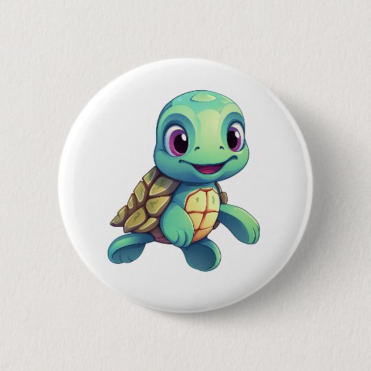Cartoon-Schildkröte Button (Vorderseite)