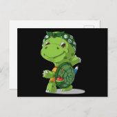 Cartoon Schildkröte geht zur Schule Postkarte (Vorne/Hinten)