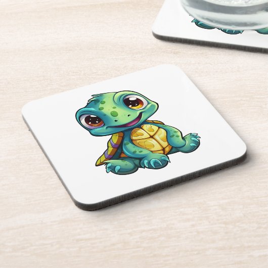 Cartoon-Schildkröte Getränkeuntersetzer (Linke Seite)
