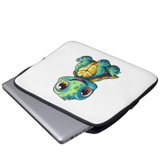 Cartoon-Schildkröte Laptopschutzhülle (Vorne Knopf)