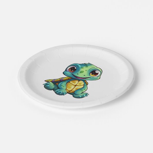 Cartoon-Schildkröte Pappteller (Schrägansicht)