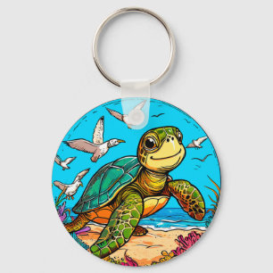 Cartoon-Schildkröte Schlüsselanhänger