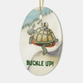 Cartoon Schildkröte, Schnecke auf dem Rücken mit G Keramik Ornament (Links)