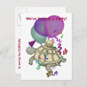 Cartoon-Schildkröte und Schnecke Geburtstagsfeier Einladungspostkarte (Vorne/Hinten)