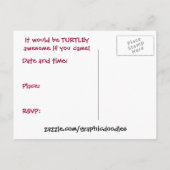 Cartoon-Schildkröte und Schnecke Geburtstagsfeier Einladungspostkarte (Rückseite)