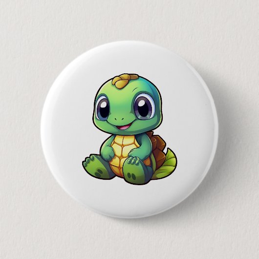 Cartoon-Schildkrötenexemplar Button (Vorderseite)