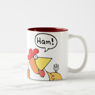 Cartoon-Schinken u. Ei-Frühstücks-Tasse Zweifarbige Tasse