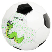 Cartoon Schlange Lebendes Grüngelb auf Polka Dots Fußball (Dreiviertel)