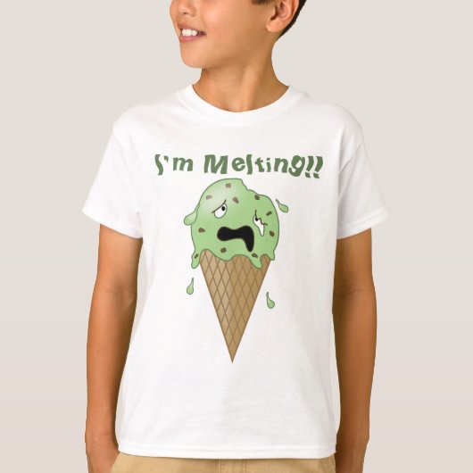Cartoon-schmelzender Eiscreme-Kegel (ich schmelze) T-Shirt (Vorderseite)