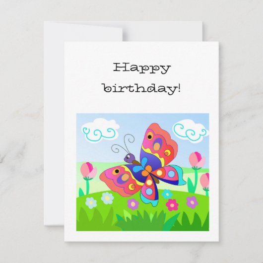 Cartoon Schmetterlinge und Blume Mitteilungskarte (Vorderseite)