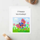 Cartoon Schmetterlinge und Blume Mitteilungskarte (Vorderseite/Rückseite Beispiel)