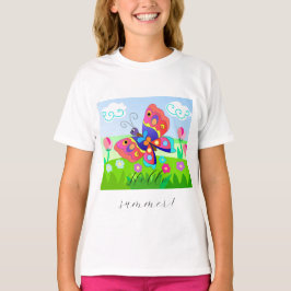 Cartoon Schmetterlinge und Blume T-Shirt